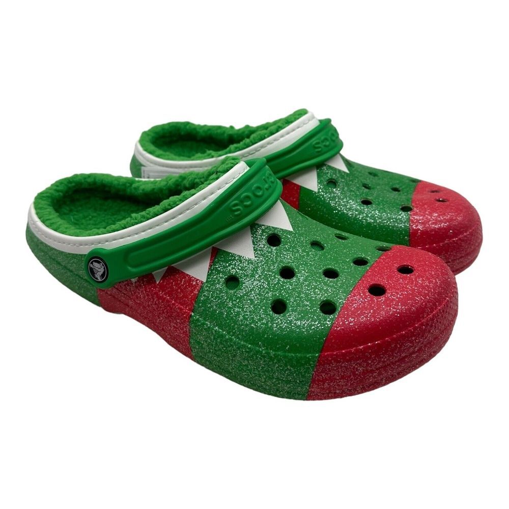 NWT Crocs Classic Lined Holiday Christmas Elf Fur Lined Clogs Shoes Size M5/W7